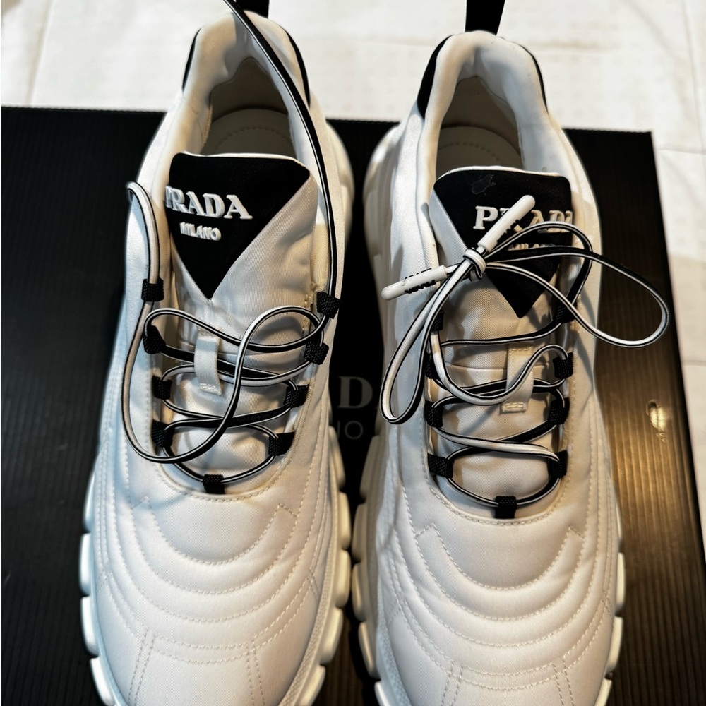 Prada Men's White and Black Sneakers